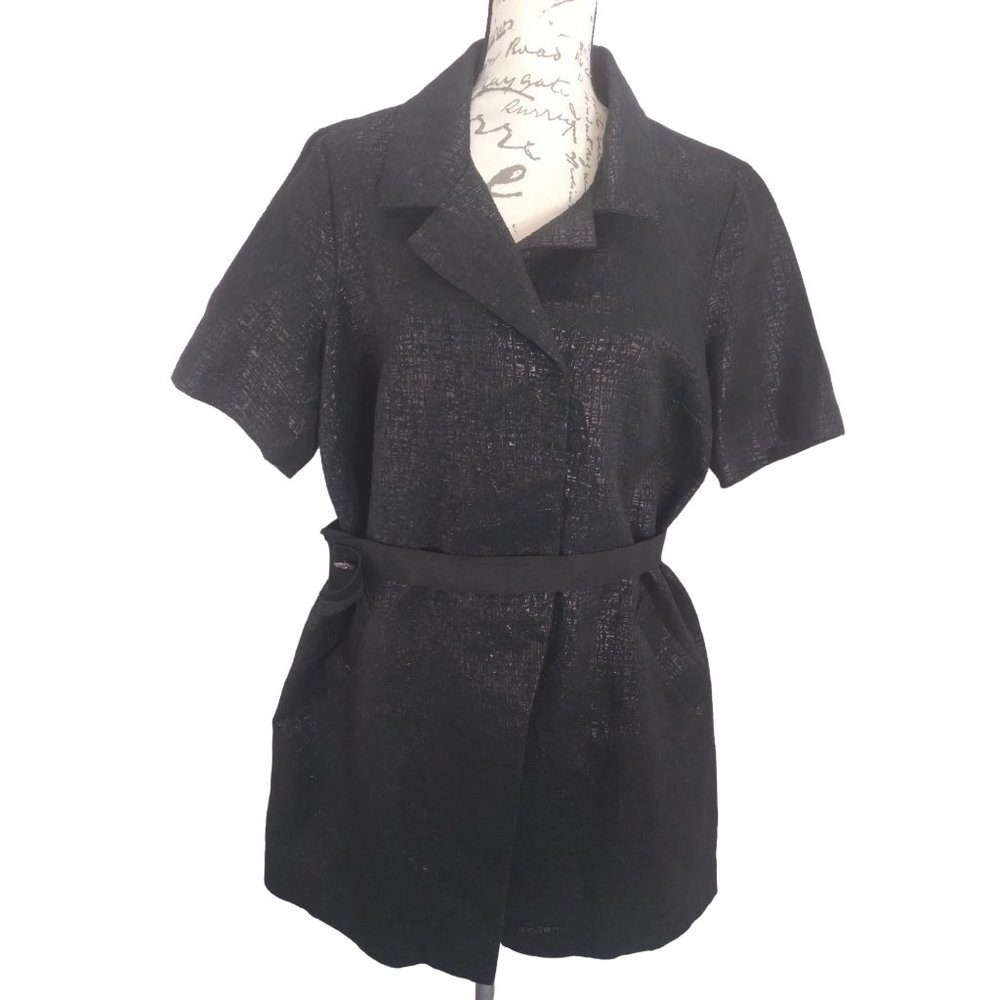 Simply Vera Vera Wang  Black Silver Metallic Cotton Blend Women's Blazer XL
